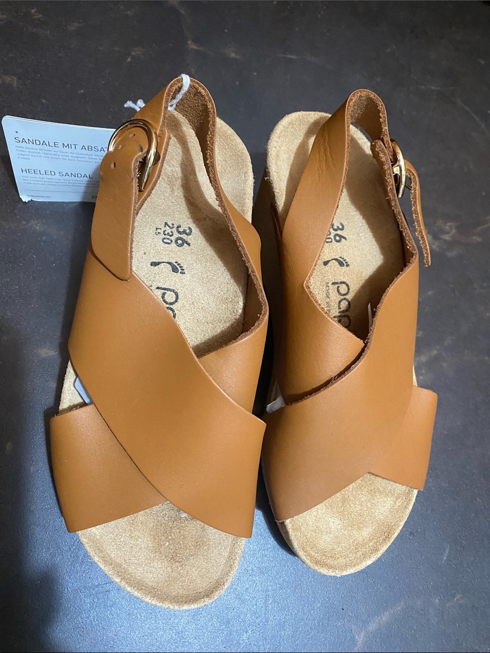 Papillio Tan Cross-Strap Platform Sandals with Buckle